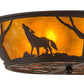 Meyda Lighting Northwoods Wolf on the Loose 23" 4-Light Oil Rubbed Bronze Flush Mount Light With Amber Mica Shade Glass