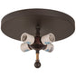 Meyda Lighting Northwoods Wolf on the Loose 23" 4-Light Oil Rubbed Bronze Flush Mount Light With Amber Mica Shade Glass
