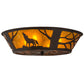 Meyda Lighting Northwoods Wolf on the Loose 23" 4-Light Oil Rubbed Bronze Flush Mount Light With Amber Mica Shade Glass