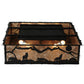 Meyda Lighting Northwoods Wolf on the Loose 51" 8-Light Textured Black Flush Mount Light With Silver Mica Shade Glass