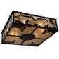 Meyda Lighting Northwoods Wolf on the Loose 51" 8-Light Textured Black Flush Mount Light With Silver Mica Shade Glass