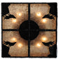 Meyda Lighting Northwoods Wolf on the Loose 51" 8-Light Textured Black Flush Mount Light With Silver Mica Shade Glass