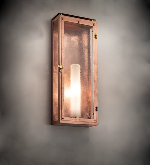 Meyda Lighting Nottingham 9" Raw Copper & Brass Wall Sconce With Clear Seeded & Frosted Shade Glass