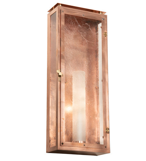 Meyda Lighting Nottingham 9" Raw Copper & Brass Wall Sconce With Clear Seeded & Frosted Shade Glass