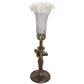 Meyda Lighting Nouveau 15" Mahogany Bronze Lady Accent Table Lamp With Gray Shade Glass