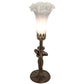 Meyda Lighting Nouveau 15" Mahogany Bronze Lady Accent Table Lamp With Gray Shade Glass