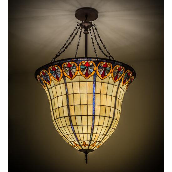 Meyda Lighting Nouveau 48" 12-Light Mahogany Bronze Fleur Inverted Pendant Light