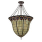 Meyda Lighting Nouveau 48" 12-Light Mahogany Bronze Fleur Inverted Pendant Light