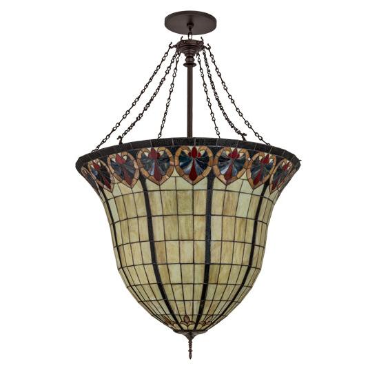 Meyda Lighting Nouveau 48" 12-Light Mahogany Bronze Fleur Inverted Pendant Light