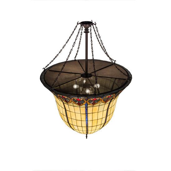 Meyda Lighting Nouveau 48" 12-Light Mahogany Bronze Fleur Inverted Pendant Light