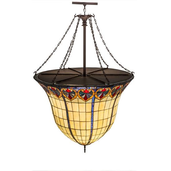 Meyda Lighting Nouveau 48" 12-Light Mahogany Bronze Fleur Inverted Pendant Light