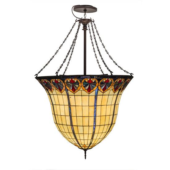 Meyda Lighting Nouveau 48" 12-Light Mahogany Bronze Fleur Inverted Pendant Light