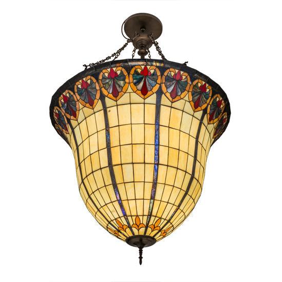 Meyda Lighting Nouveau 48" 12-Light Mahogany Bronze Fleur Inverted Pendant Light