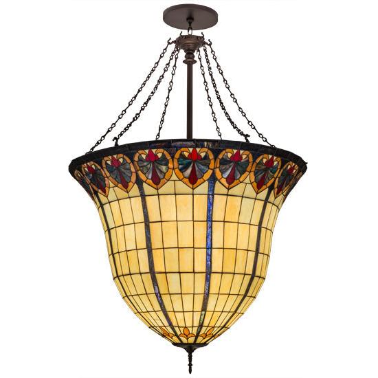 Meyda Lighting Nouveau 48" 12-Light Mahogany Bronze Fleur Inverted Pendant Light