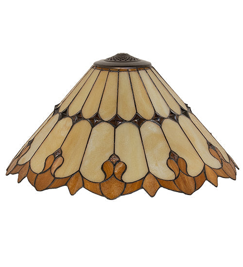 Meyda Lighting Nouveau Cone 20" Amber & Beige Stained Shade Glass