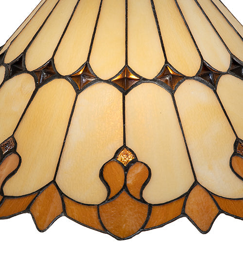 Meyda Lighting Nouveau Cone 20" Amber & Beige Stained Shade Glass