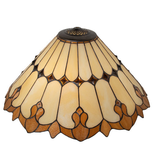 Meyda Lighting Nouveau Cone 20" Amber & Beige Stained Shade Glass