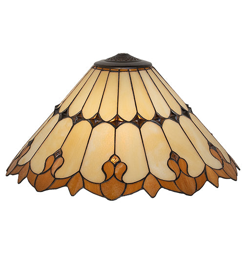 Meyda Lighting Nouveau Cone 20" Amber & Beige Stained Shade Glass