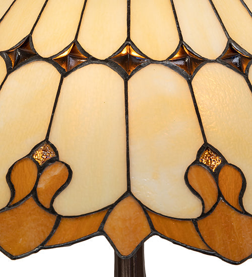 Meyda Lighting Nouveau Cone 29" 3-Light Mahogany Bronze Table Lamp With Amber & Beige Shade Glass