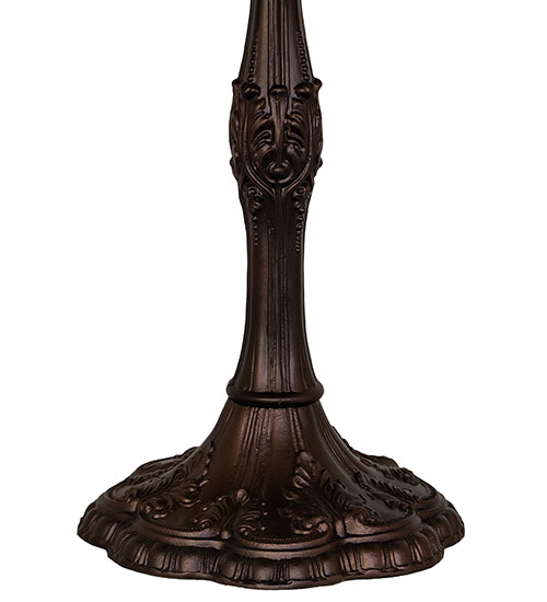 Meyda Lighting Nouveau Cone 29" 3-Light Mahogany Bronze Table Lamp With Amber & Beige Shade Glass