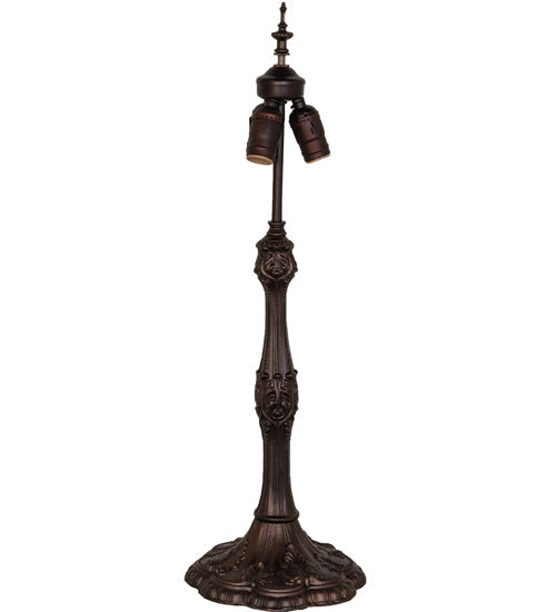 Meyda Lighting Nouveau Cone 29" 3-Light Mahogany Bronze Table Lamp With Amber & Beige Shade Glass