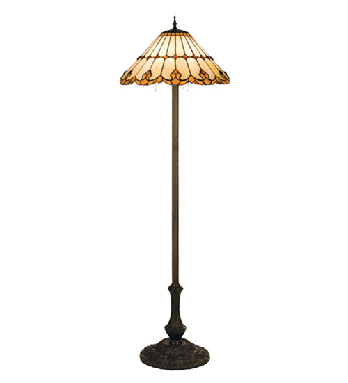 Meyda Lighting Nouveau Cone 63" 3-Light Mahogany Bronze Floor Lamp With Amber & Beige Shade Glass