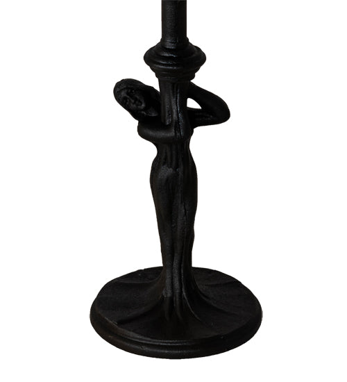 Meyda Lighting Nouveau Lady 15" Mahogany Bronze Accent Table Lamp With Multi-Colored Shade Glass