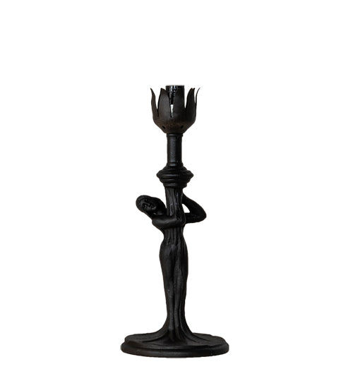 Meyda Lighting Nouveau Lady 15" Mahogany Bronze Accent Table Lamp With Multi-Colored Shade Glass