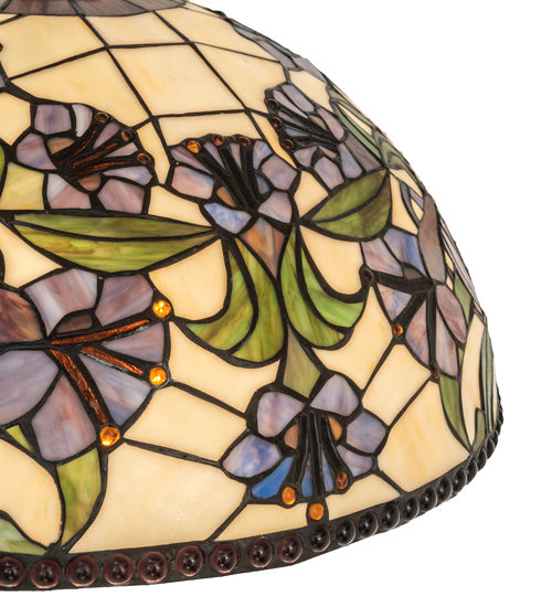 Meyda Lighting Nouveau Lily 22" 9-Light Mahogany Bronze Pendant Light With Multi-Colored Shade Glass