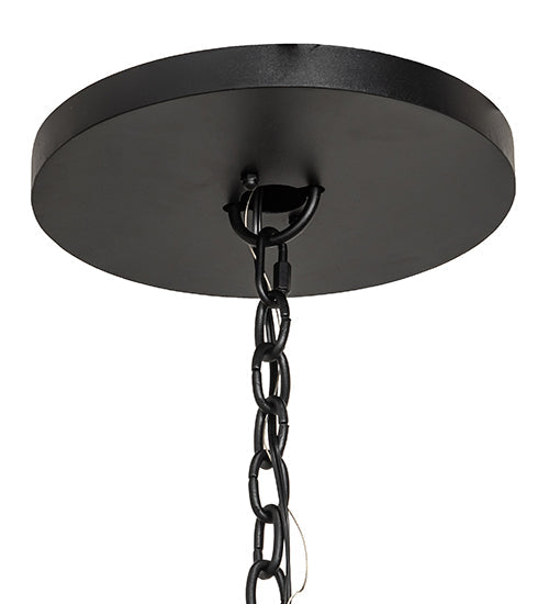 Meyda Lighting Noziroh Ring 42" 15-Light Textured Black Chandelier With Beige Botticino Idalight Shade