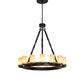 Meyda Lighting Noziroh Ring 42" 15-Light Textured Black Chandelier With Beige Botticino Idalight Shade
