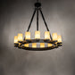 Meyda Lighting Noziroh Ring 42" 15-Light Textured Black Chandelier With Beige Botticino Idalight Shade