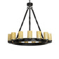 Meyda Lighting Noziroh Ring 42" 15-Light Textured Black Chandelier With Beige Botticino Idalight Shade