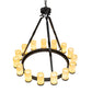 Meyda Lighting Noziroh Ring 42" 15-Light Textured Black Chandelier With Beige Botticino Idalight Shade