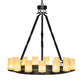 Meyda Lighting Noziroh Ring 42" 15-Light Textured Black Chandelier With Beige Botticino Idalight Shade