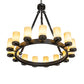 Meyda Lighting Noziroh Ring 42" 15-Light Textured Black Chandelier With Beige Botticino Idalight Shade