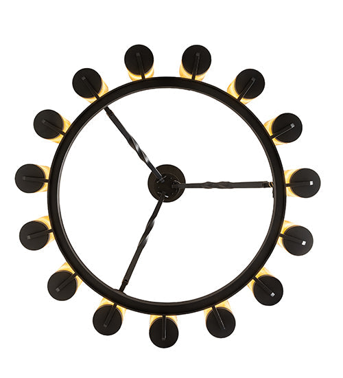 Meyda Lighting Noziroh Ring 42" 15-Light Textured Black Chandelier With Beige Botticino Idalight Shade