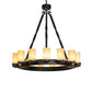 Meyda Lighting Noziroh Ring 42" 15-Light Textured Black Chandelier With Beige Botticino Idalight Shade