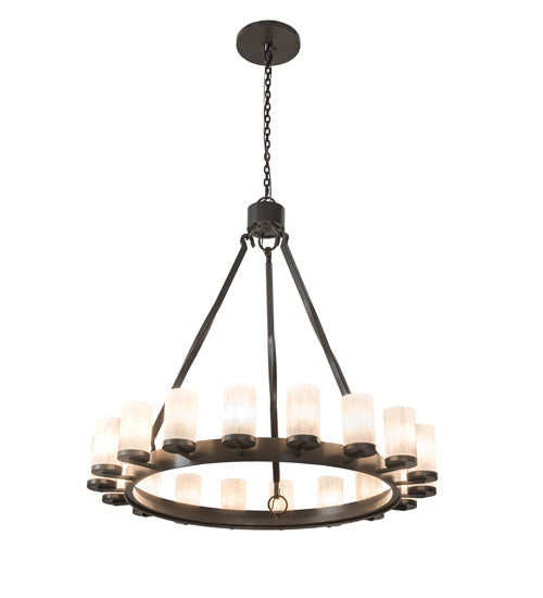 Meyda Lighting Noziroh Ring 48" 18-Light Timeless Bronze Chandelier With Whitestone Idalight Shade