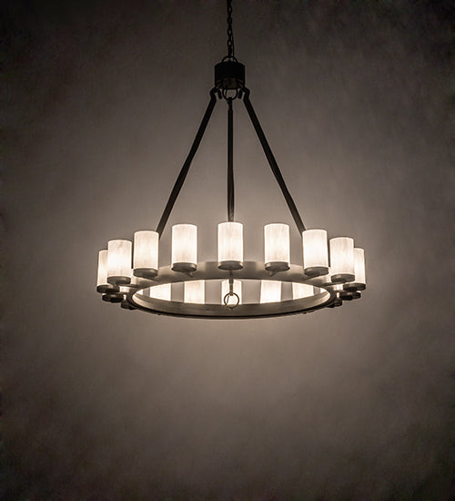 Meyda Lighting Noziroh Ring 48" 18-Light Timeless Bronze Chandelier With Whitestone Idalight Shade