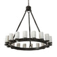 Meyda Lighting Noziroh Ring 48" 18-Light Timeless Bronze Chandelier With Whitestone Idalight Shade