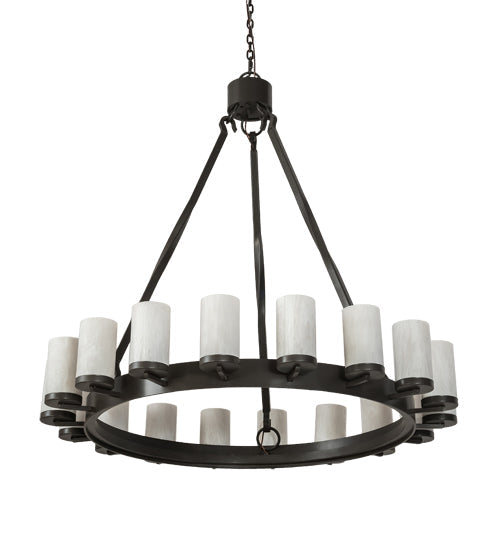 Meyda Lighting Noziroh Ring 48" 18-Light Timeless Bronze Chandelier With Whitestone Idalight Shade