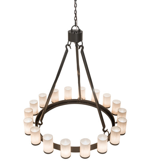 Meyda Lighting Noziroh Ring 48" 18-Light Timeless Bronze Chandelier With Whitestone Idalight Shade