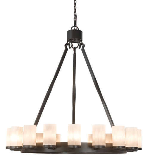 Meyda Lighting Noziroh Ring 48" 18-Light Timeless Bronze Chandelier With Whitestone Idalight Shade