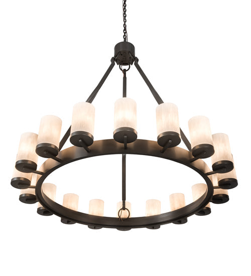 Meyda Lighting Noziroh Ring 48" 18-Light Timeless Bronze Chandelier With Whitestone Idalight Shade