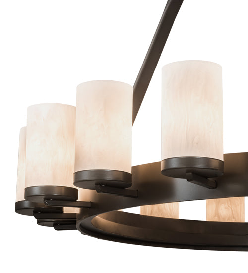 Meyda Lighting Noziroh Ring 48" 18-Light Timeless Bronze Chandelier With Whitestone Idalight Shade