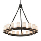 Meyda Lighting Noziroh Ring 48" 18-Light Timeless Bronze Chandelier With Whitestone Idalight Shade