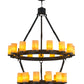 Meyda Lighting Noziroh Ring 48" 27-Light 2-Tier Textured Black Chandelier With Tawnyrock Idalight Shade Glass