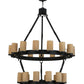 Meyda Lighting Noziroh Ring 48" 27-Light 2-Tier Textured Black Chandelier With Tawnyrock Idalight Shade Glass