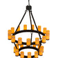 Meyda Lighting Noziroh Ring 48" 27-Light 2-Tier Textured Black Chandelier With Tawnyrock Idalight Shade Glass